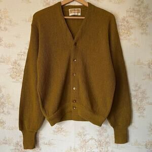 1970s Prep Jantzen Golf Cardigan | "Three Under" Mustard Knit | Size M